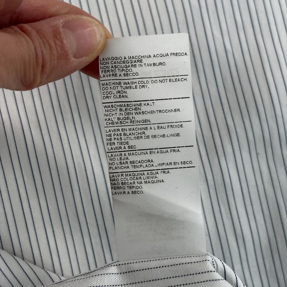 Armani Collezioni French Cuff Shirt in White Grey Striped Large 42 16.5 NWT